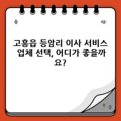 고흥군 고흥읍 등암리 소형 이사 차량 서비스 완벽 가이드: 이사 서비스 필수 정보 미리보기