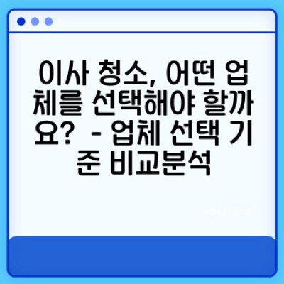 이사 청소 업체 선택 가이드: 후회 없는 이사를 위한 완벽 리뷰 분석